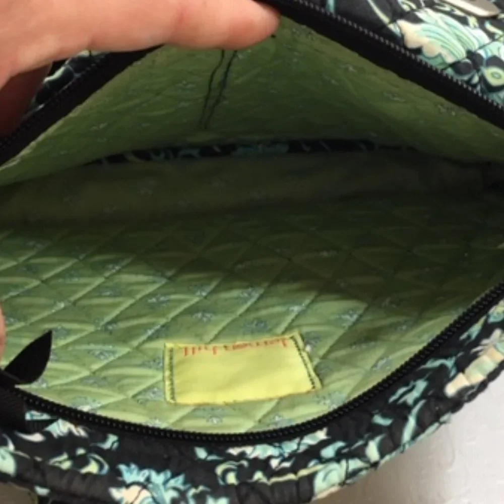 Lemon Hill Quilted Adjustable Cotton Shoulder Bag - Black/Blue/Green Floral